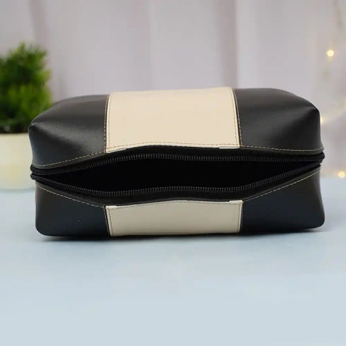 Personalized PU Box Pouch with Charm - Black