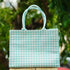 Green Geometric Printed Customised Box Tote Bag - Uncommongifts.in