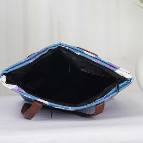 Floral Blue Printed Oversized Shopper Tote Bag - Uncommongifts.in