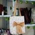 Pink Feather Printed Shopper Bag with Bow - Uncommongifts.in