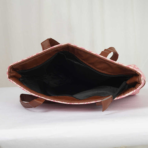 Pink Printed Canvas Shoulder Bag Handbag - Uncommongifts.in