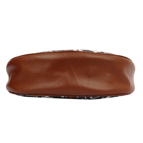 Blue Ethnic Motifs Printed Half Moon Hobo Bag - Uncommongifts.in