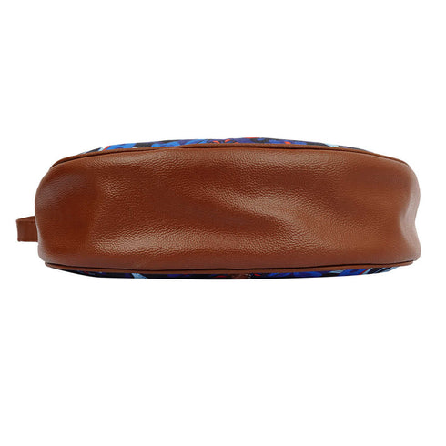 Ethnic Motifs Blue Printed Half Moon Hobo Bag - Uncommongifts.in