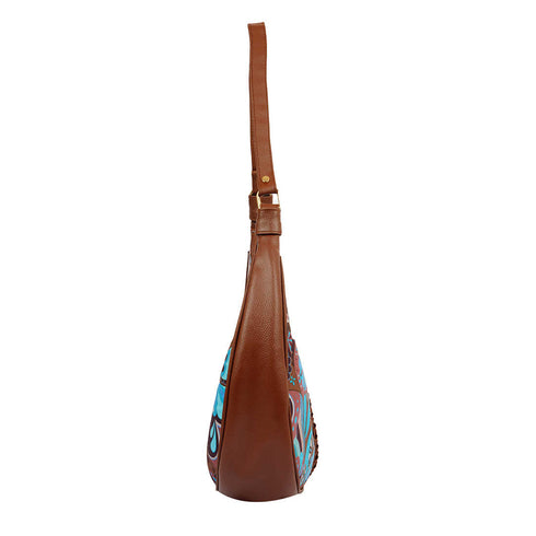 Ethnic Motifs Printed Half Moon Hobo Bag - Uncommongifts.in