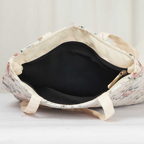 Women Floral Printed Shopper Tote Bag with Bow Detail - Uncommongifts.in