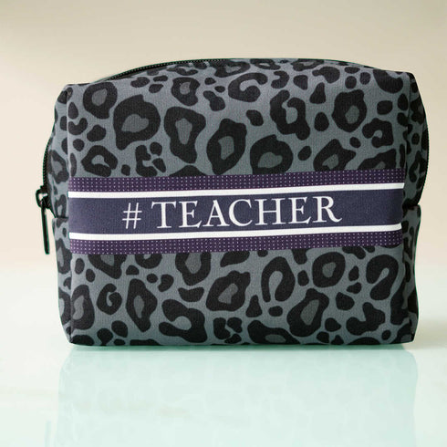 Black & Grey Animal Printed Box Pouch - Uncommongifts.in