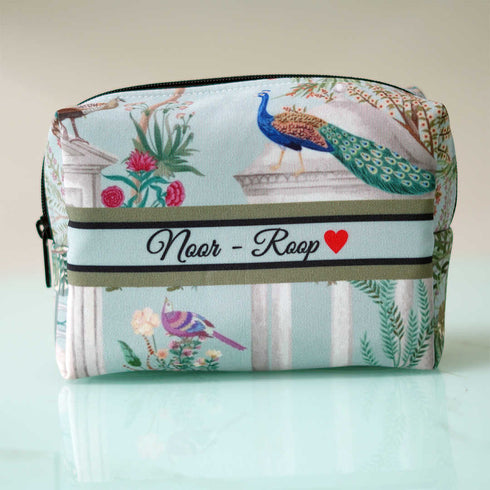Personalised Peacock Printed Box Pouch - Uncommongifts.in