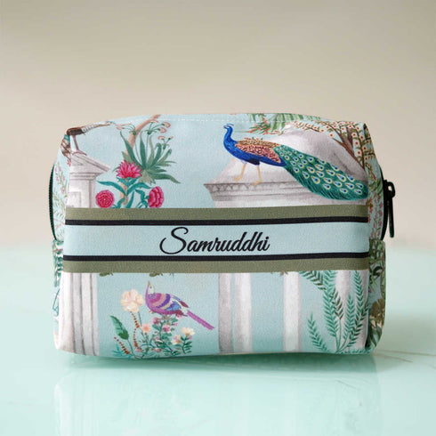 Personalised Peacock Printed Box Pouch - Uncommongifts.in