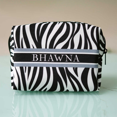 Black & white Animal Printed Box Pouch - Uncommongifts.in