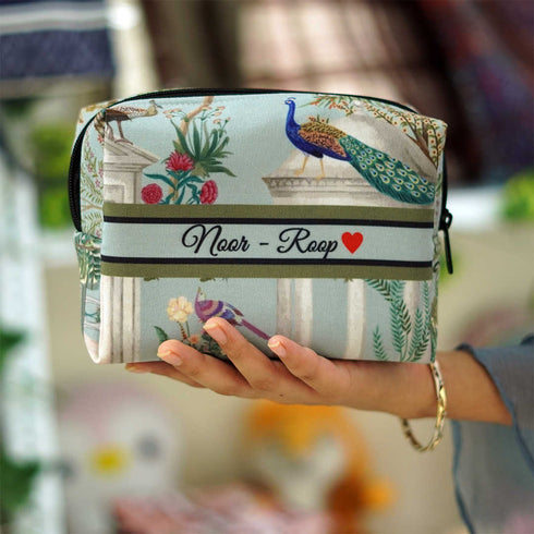 Personalised Peacock Printed Box Pouch - Uncommongifts.in