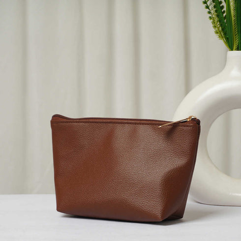 Personalised Vegan PU Pouch with Charms - Brown - Uncommongifts.in