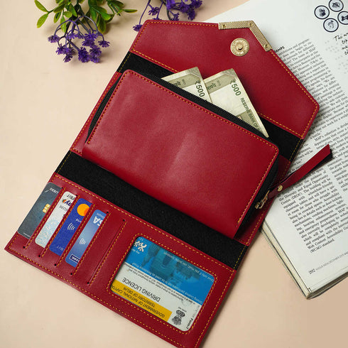 Personalised Women's Wallet With Charm - Red - Uncommongifts.in