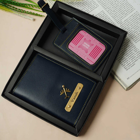 Personalized Luggage Tag With Passport Cover – Combo Gift - Uncommongifts.in