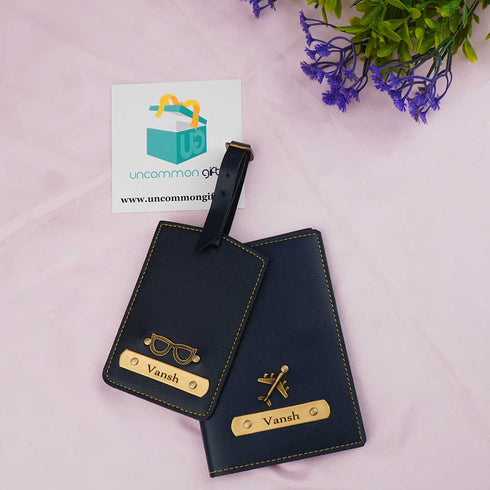 Personalized Luggage Tag With Passport Cover – Combo Gift - Uncommongifts.in