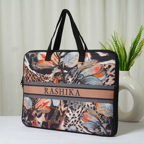Customized Animal Printed Canvas Laptop Bag - Uncommongifts.in