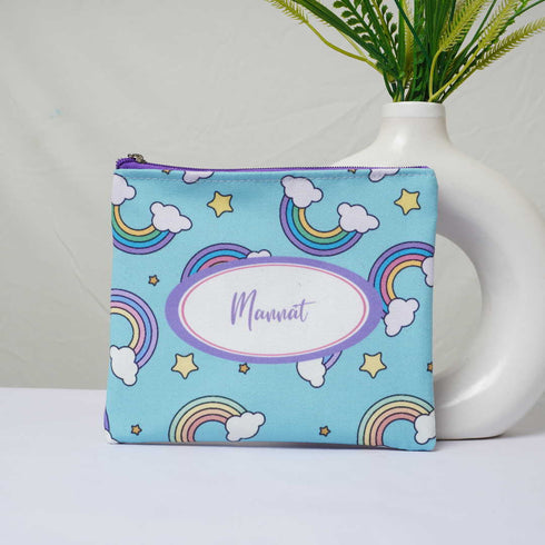 Personalized Rainbow Printed Kids Duffle Bag & Pouch Gift Combo