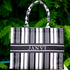 Black & White Stripes Printed Customised Box Tote Bag - Uncommongifts.in