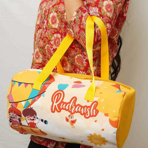 Personalised Air Balloon Printed Kids Duffle Bag