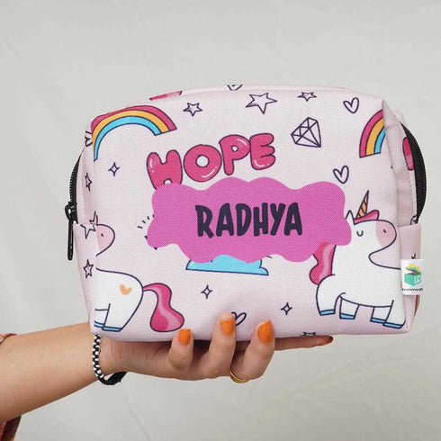 Personalised Unicorn Printed Kids Box Pouch