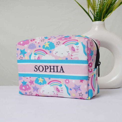 Personalised Unicorn Printed Kids Box Pouch