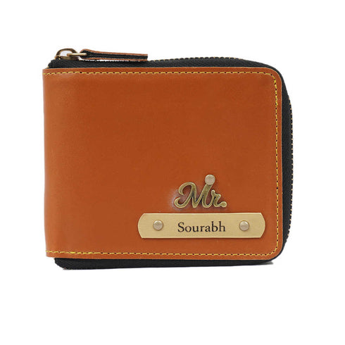Personalised Unisex Wallet With Charm - Tan - Uncommongifts.in