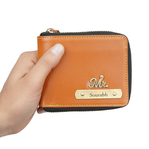Personalised Unisex Wallet With Charm - Tan - Uncommongifts.in