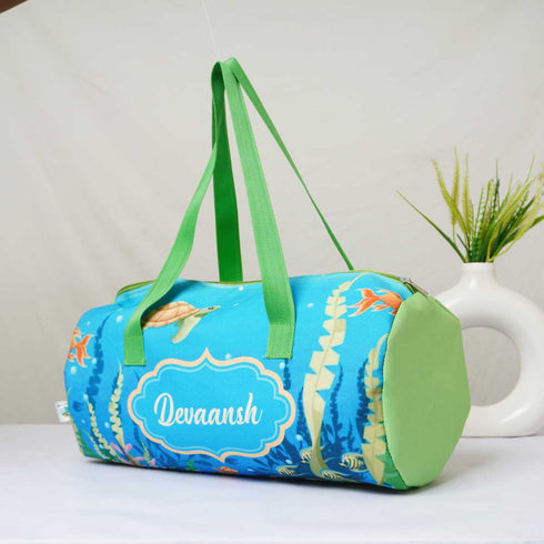 Personalised Fish Printed Kids Duffle Bag