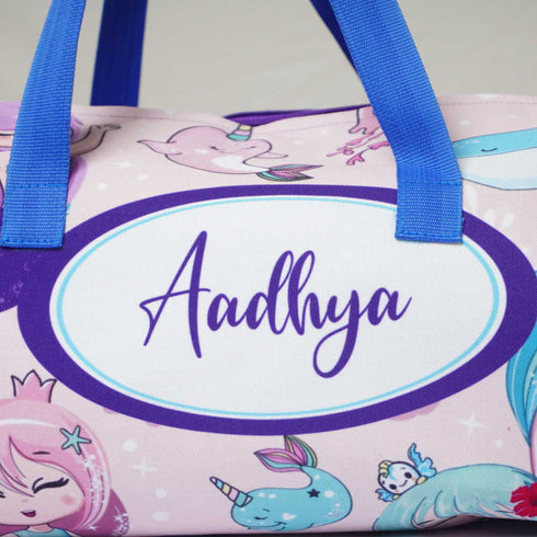 Personalised Little Mermaid Printed Kids Duffle Bag