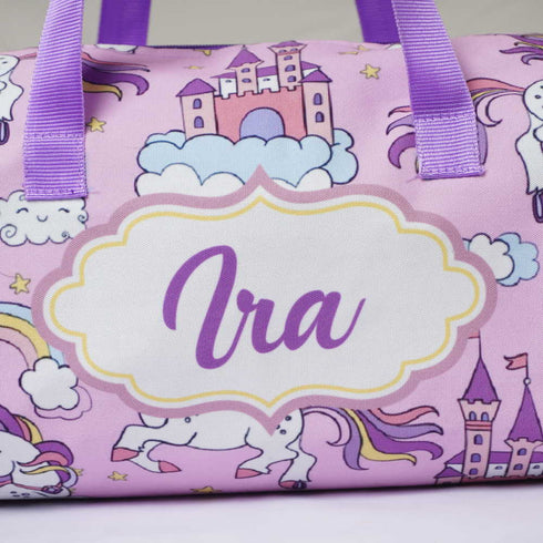 Personalised Unicorn Printed Kids Duffle Bag