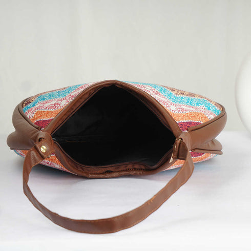 Multicolored Geometric Printed Half Moon Hobo Bag - Uncommongifts.in
