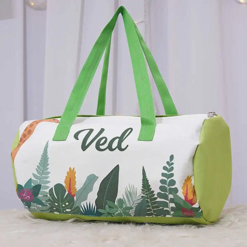 Personalised Leaf's Printed Kids Swimming Duffle Bag