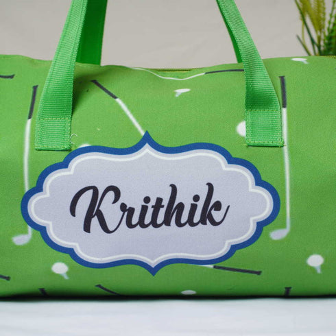Personalised Green Printed Kids Duffle Bag