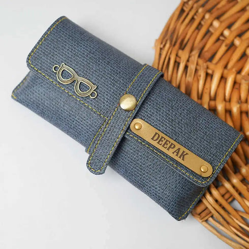Personalised Men's Denim Wallet With Charm Combo Gift Set