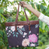 Flower Printed Black Canvas Shoulder Bag Handbag - Uncommongifts.in