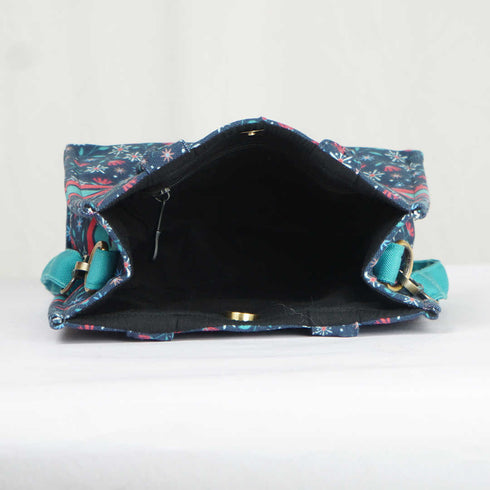 Blue Floral Printed Sling Bag - Uncommongifts.in