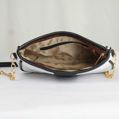 Black & White PU Printed Shoulder Bag - Uncommongifts.in