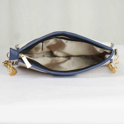 Blue & White PU Printed Shoulder Bag - Uncommongifts.in