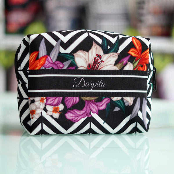 Zigzag Floral Printed Box Pouch - Uncommongifts.in