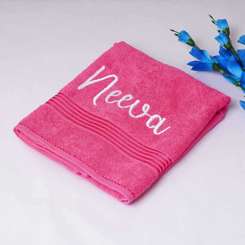 Personalized Bath Towel For Women - Pink