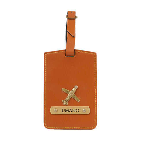 Personalised Luggage Tag With Charms - Tan - Uncommongifts.in