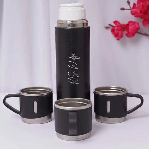 Customize Vacuum Flask Set Water Bottle - Black