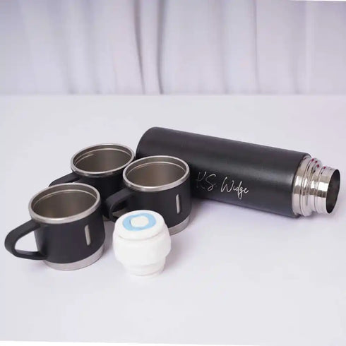 Customize Vacuum Flask Set Water Bottle - Black