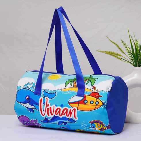 Personalised Fish Printed Kids Duffle Bag