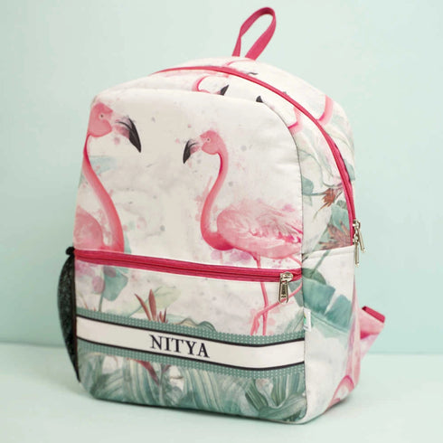 Personalized Flamingo Printed Backpack for Kids