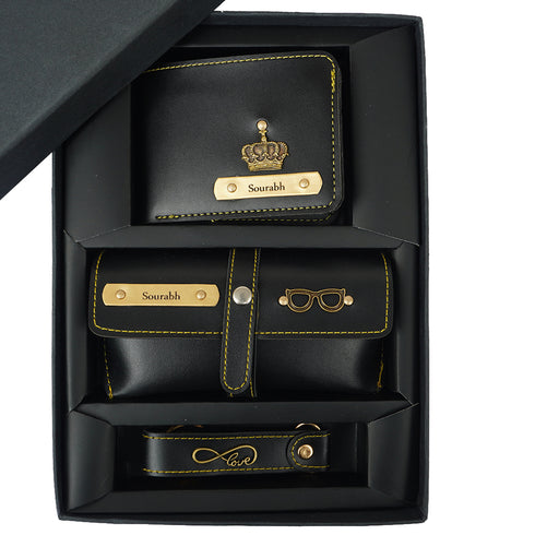 Personalised Gift Combo Men's Wallet With Charm - Black - Uncommongifts.in
