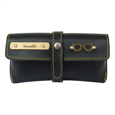 Personalized Sunglass Case With Charms - Black - Uncommongifts.in