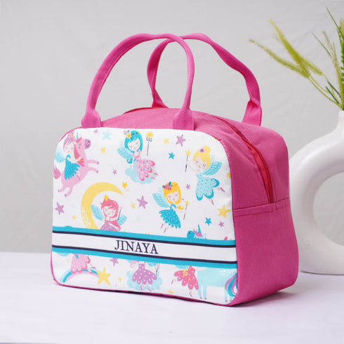 Personalised Fairy's Printed Kids Lunch Bag With Handle