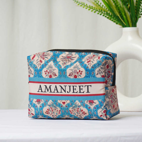 Customized Ethnic Motifs Blue Floral Printed Combo Gift Set - Uncommongifts.in