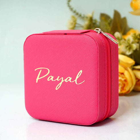 Personalized Organizer Jewellery Box for Women - Dark Pink