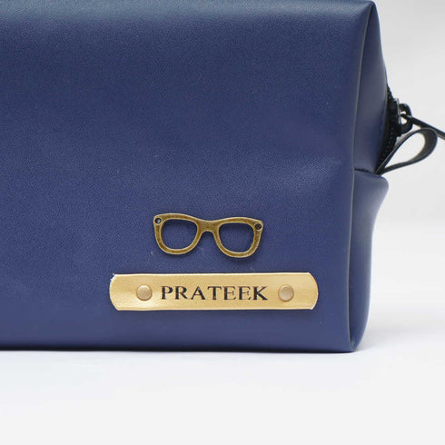 Personalized PU Box Pouch with Charm- Blue - Uncommongifts.in